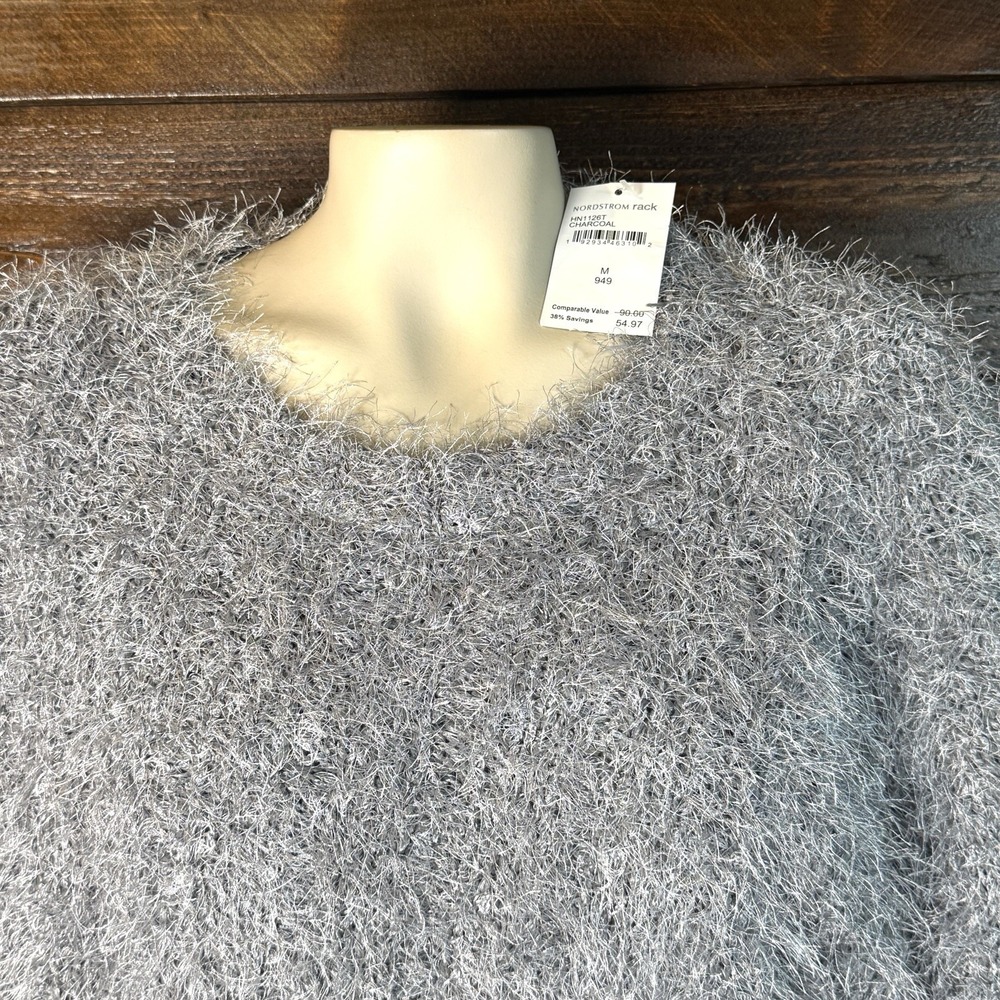 Endless Rose Women's Furry Sweater Round Neck Bell Sleeve Cropped Size Medium - Picture 8 of 11